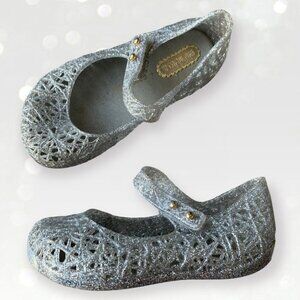 Mini Melissa + Campana Silver Glitter Jelly Sandals
